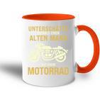 Unterschätze Niemals Alten Mann Motorrad Opa Papa Geschenk Tasse Zweifarbig