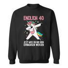 40Geburtstag 40 Jahre Einhorn Damen Herren Birthday Black S Sweatshirt