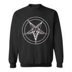 666 Satan Star Motif With Skull Pentagram Sweatshirt