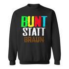 Bunt Statt Braun Sweatshirt, Farbblock-Schrift Design, Schwarzes Tee