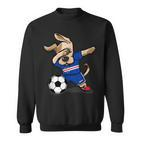 Dabbing Hund Kap Verde Fußball-Fan Trikot, Stolz Blaues Sweatshirt