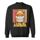 Damen Alpapaatertag Papa Alpaka Retrointageatertag Lustiger Mit-Ausschnitt Sweatshirt