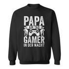 Damen Gaming Dad Papa Am Tag Gamer In Der Nacht Mit-Ausschnitt Sweatshirt