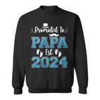 Damen New Dad Promoted To Papa Est 2024 Schwangerschaftsankündigung Mit-Ausschnitt Sweatshirt