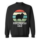 Damen Zwergspitz Papa I Retro Zwergspitz Mit-Ausschnitt Sweatshirt