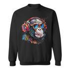 Dj Monkey Affen Mit Sonnenbrille Geschenkidee Affe Musik Sweatshirt