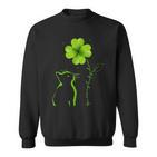 Du Bist Mein Glücksbringer Cat Clover St Patrick Black Sweatshirt