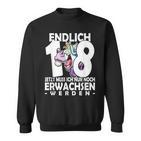 Endlich 18 Einhorn Sweatshirt - Humorvoller Aufdruck zum Erwachsenwerden