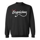 Engelchen Schriftzug Schwarzes Sweatshirt mit Herzmotiv, Liebe Design