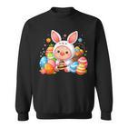 Frohe Ostern Schwein Im Häschen Kostüm Sweatshirt