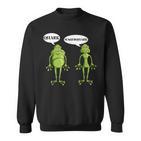 Frosch Macht Quark Diät Magerquark Wortspiel Schwarzes Sweatshirt