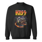 Happy KISSmas Schwarzes Sweatshirt, Band-Design mit Feuergrafik