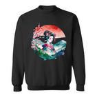 Japan Traditionell Landschaft Geisha Kirschblüte Retro Anime Sweatshirt