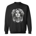 La Catrina Eleganz Elegante Sugar Skull Dame Sweatshirt