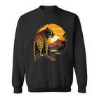 Leopard Savanne Sonnenuntergang Wildlife Safari Motiv Tierdruck Sweatshirt