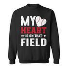 Mein Herz Ist Auf Dem Feld Baseball Papa Sweatshirt