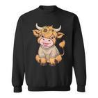 Niedliches Baby Highland Cow Mit Sonnenblumen Grafik Rinder Sweatshirt