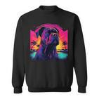 Retro Sunset Presa Canario Dog Black Sweatshirt