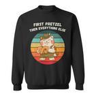 Retro Süße Katze Erste Brezel Dann Alles Andere Sweatshirt