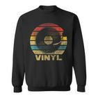 Retro Vinyl Schallplatte Sweatshirt Design, Schwarz Vintage Musik Tee