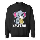 Saufifant Party Elefant Alkohol Bier Saufen Feiern Sweatshirt