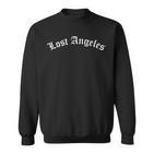 Schwarzes Sweatshirt Lost Angeles Gotischer Schrift, Modisches Tee