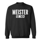 Schwarzes Sweatshirt Meister EST. 2024, Vintage Schriftzug Design