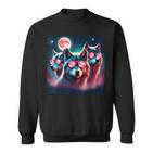 Wolf Squad Mit Rosa Sonnenbrillen Und Mond Für Wolfsliebhaber Geschenk Sweatshirt