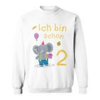 Kinder Ich Bin 2 Jahre Alt Elefant 2Nd Birthday Sweatshirt
