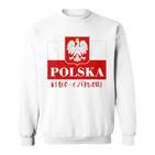 Polska Bialo-Czerwoni Polnische Flagge Polnisches Emblem Weißer Adler Sweatshirt