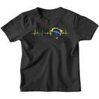 Brazil Flag Heartbeat Kinder Tshirt