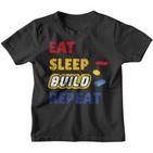 Eat Sleep Build Repeat Klemmbaustein Spielzeug Stones Kinder Tshirt