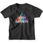 Happy Birthday Regenbogenfarbe Splash Neon Rot Orange Blau Top Kinder Tshirt