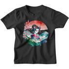 Japan Traditionell Landschaft Geisha Kirschblüte Retro Anime Kinder Tshirt