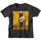 Katze Hält Goldfischglas-Kunstdesign Kinder Tshirt