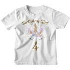 Children's Geburtstags 4 Jahre Mädchen Unicorn Kinder Tshirt