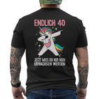 40Geburtstag 40 Jahre Einhorn Damen Herren Birthday Black S T-Shirt mit Rückendruck