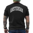 Amsterdam Netherlands Varsity Style Text T-Shirt mit Rückendruck