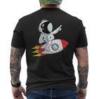 Astronaut und Rakete im Weltraum Kurzärmliges Herren-T-Kurzärmliges Herren-T-Shirt, Unisex Schwarz