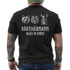 Bärtigermann Alles In Einem Bear Tiger Viking Man Black T-Shirt mit Rückendruck