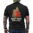 Beste Buds For Life Lighter And Joint Kiffer Kiffen Grass T-Shirt mit Rückendruck