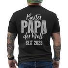 Bester Papa Der Welt Since 2023 T-Shirt mit Rückendruck