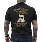 Bier Und Coole Katzen Lustiger Spruch Katzenbesitzer Papa T-Shirt mit Rückendruck