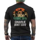 Charlie Dont Surf Helicopter Beach Vietnam Surfer T-Shirt mit Rückendruck