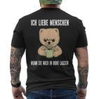 Cooler Teddy Ich Liebe Menschen, Wenn Sie Mich In Ruhe Lassen Kurzärmliges Herren-T-Kurzärmliges Herren-T-Shirt