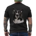 Cute Face Border Collie Dog T-Shirt mit Rückendruck