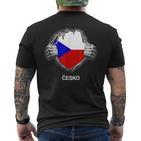 Czech Flag Cesko Heart Pride Roots T-Shirt mit Rückendruck