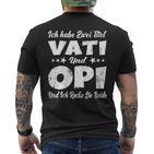 Damen Ich Habe Zwei Titel Papa Und Opa -Aterati & Opiatertag Mit-Ausschnitt T-Shirt mit Rückendruck