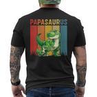 Damen Papasaurusatertag Bester Papa T-Rex Papa Mit-Ausschnitt T-Shirt mit Rückendruck