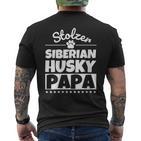 Damen Stolzer Siberian Husky Papa Mit-Ausschnitt T-Shirt mit Rückendruck